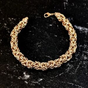 Luxury Italian handmade gold openwork bracelet. Stainless steel. Elegant